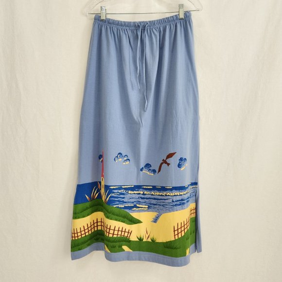 Vintage KAKTUS Fairy Artsy Blue Printed Novelty Set of Two T-Shirt/Skirt Size L. - Picture 9 of 16